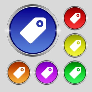 Special offer label icon sign. Round symbol on bright colourful buttons. illustration