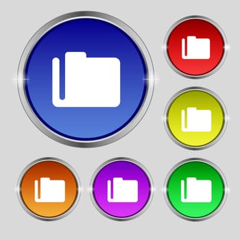 Document folder icon sign. Round symbol on bright colourful buttons. illustration