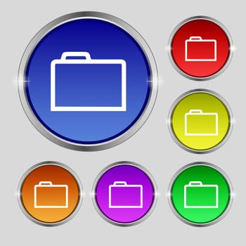 Folder icon sign. Round symbol on bright colourful buttons. illustration