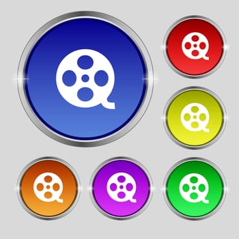 Video sign icon. Video frame symbol. Set colourful buttons. illustration