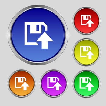 floppy icon. Flat modern design Set colour buttons. illustration