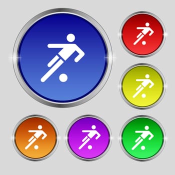 football player icon. Flat modern Set colourful web buttons. illustration