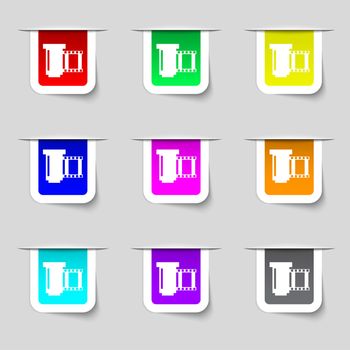 negative films icon symbol. Set of colourful buttons. illustration