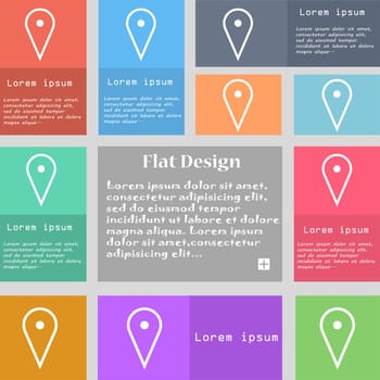map poiner icon sign. Set of multicolored buttons with space for text. illustration