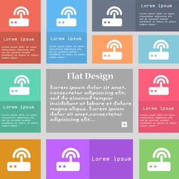 Wi fi router icon sign. Set of multicolored buttons with space for text. illustration