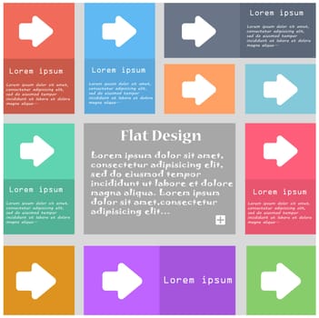 Arrow right, Next icon sign. Set of multicolored buttons with space for text. illustration