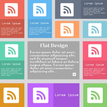 RSS feed icon sign. Set of multicolored buttons with space for text. illustration