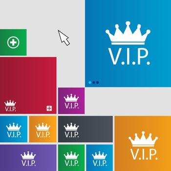 Vip sign icon. Membership symbol. Very important person. Set of colored buttons. illustration