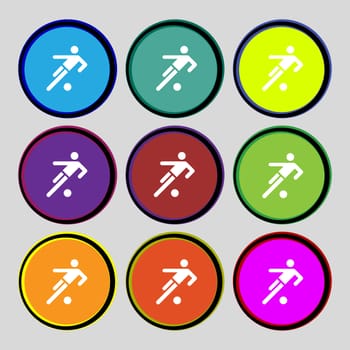 football player icon. Flat modern Set colourful web buttons. illustration