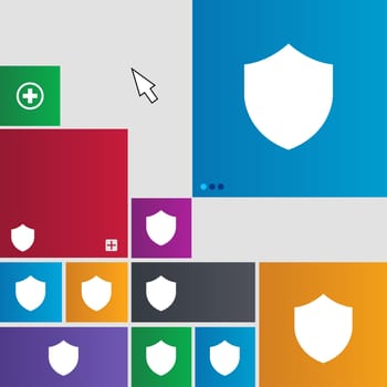Shield, Protection icon sign. Metro style buttons. Modern interface website buttons with cursor pointer. illustration
