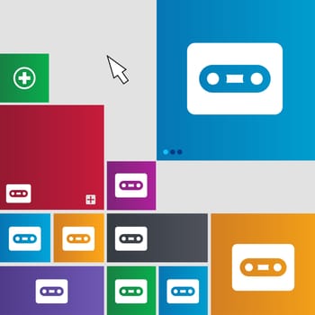Cassette icon sign. buttons. Modern interface website buttons with cursor pointer. illustration