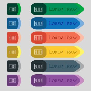 Dj console mix handles and buttons, level icons. Set of colour buttons. illustration