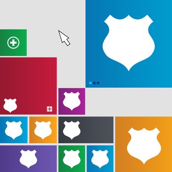 shield icon sign. Metro style buttons. Modern interface website buttons with cursor pointer. illustration