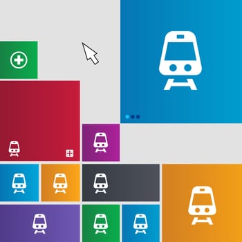 Train icon sign. Metro style buttons. Modern interface website buttons with cursor pointer. illustration