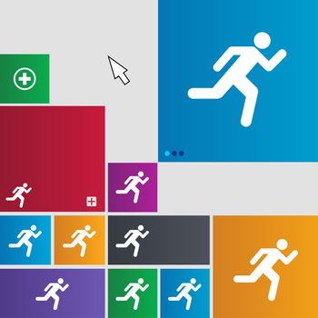 running man icon sign. buttons. Modern interface website buttons with cursor pointer. illustration