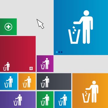 throw away the trash icon sign. buttons. Modern interface website buttons with cursor pointer. illustration