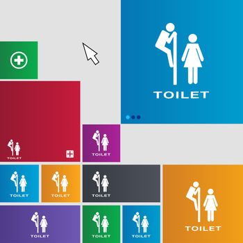 toilet icon sign. buttons. Modern interface website buttons with cursor pointer. illustration