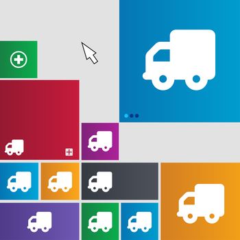 Delivery truck icon sign. buttons. Modern interface website buttons with cursor pointer. illustration