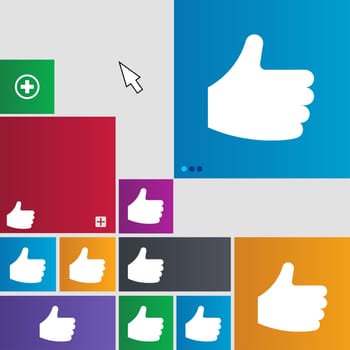 Like, Thumb up icon sign. buttons. Modern interface website buttons with cursor pointer. illustration
