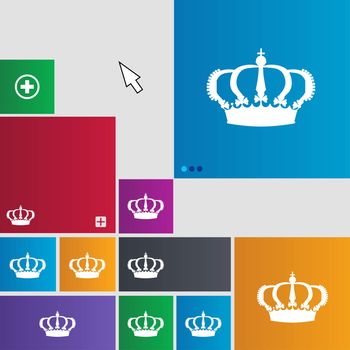 Crown icon sign. buttons. Modern interface website buttons with cursor pointer. illustration