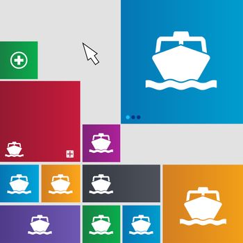 the boat icon sign. buttons. Modern interface website buttons with cursor pointer. illustration