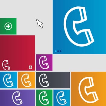 handset icon sign. buttons. Modern interface website buttons with cursor pointer. illustration