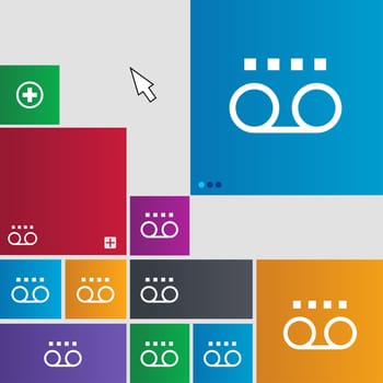 audio cassette icon sign. buttons. Modern interface website buttons with cursor pointer. illustration