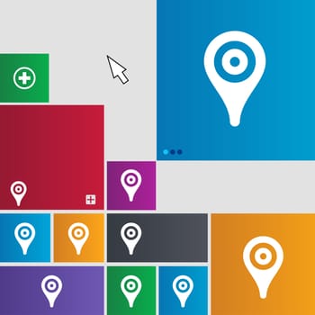 Map pointer, GPS location icon sign. buttons. Modern interface website buttons with cursor pointer. illustration