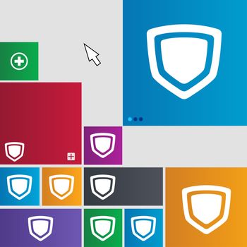 shield icon sign. buttons. Modern interface website buttons with cursor pointer. illustration