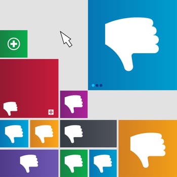Dislike, Thumb down, Hand finger down icon sign. buttons. Modern interface website buttons with cursor pointer. illustration