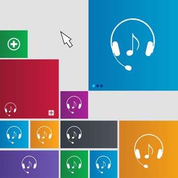 headsets icon sign. buttons. Modern interface website buttons with cursor pointer. illustration