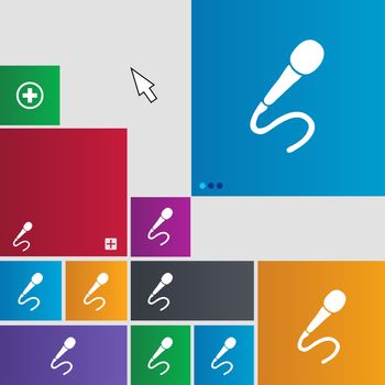 microphone icon sign. buttons. Modern interface website buttons with cursor pointer. illustration