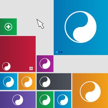 Yin Yang icon sign. buttons. Modern interface website buttons with cursor pointer. illustration