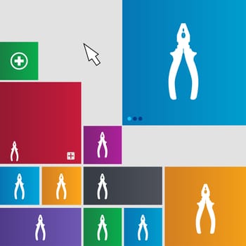 pliers icon sign. buttons. Modern interface website buttons with cursor pointer. illustration