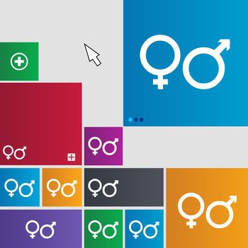 male and female icon sign. buttons. Modern interface website buttons with cursor pointer. illustration