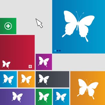 butterfly icon sign. buttons. Modern interface website buttons with cursor pointer. illustration
