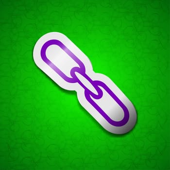 Link icon sign. Symbol chic colored sticky label on green background. illustration