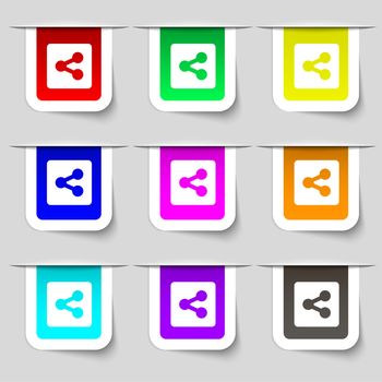 Share icon sign. Set of multicolored modern labels for your design. illustration