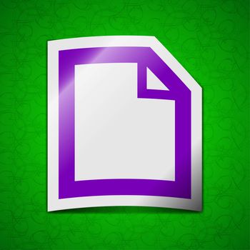 text document icon sign. Symbol chic colored sticky label on green background. illustration