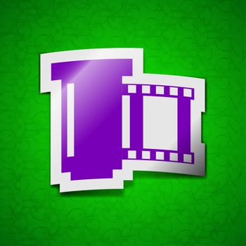 negative films icon sign. Symbol chic colored sticky label on green background. illustration