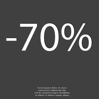 70 percent discount icon symbol Flat modern web design with long shadow and space for your text. illustration