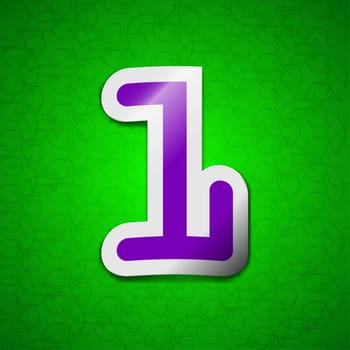 number one icon sign. Symbol chic colored sticky label on green background. illustration