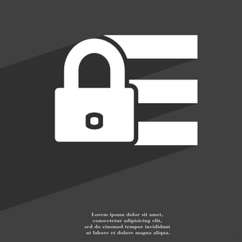 Lock, login icon symbol Flat modern web design with long shadow and space for your text. illustration