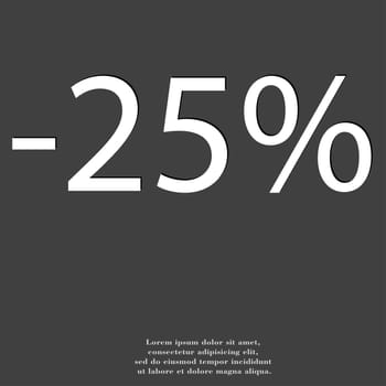 25 percent discount icon symbol Flat modern web design with long shadow and space for your text. illustration