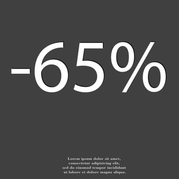 65 percent discount icon symbol Flat modern web design with long shadow and space for your text. illustration