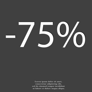 75 percent discount icon symbol Flat modern web design with long shadow and space for your text. illustration