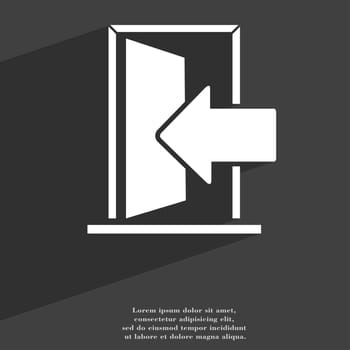 Door, Enter or exit icon symbol Flat modern web design with long shadow and space for your text. illustration