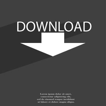 Download icon symbol Flat modern web design with long shadow and space for your text. illustration