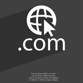 Domain COM icon symbol Flat modern web design with long shadow and space for your text. illustration