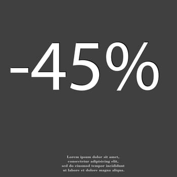 45 percent discount icon symbol Flat modern web design with long shadow and space for your text. illustration